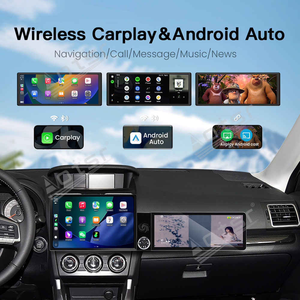 Aotsr Dual Screen 13.1 inch+12.3 inch Android 15 Carplay Car Radio for Subaru Forester 2012-2015 Car GPS Navigation Multimedia