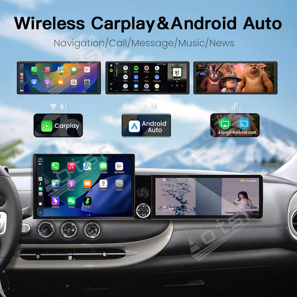 Aotsr Dual Screen 13.1 inch+12.3 inch Android 15 Carplay Car Radio for Wuling Bingo 2023-2026 Car GPS Navigation Multimedia