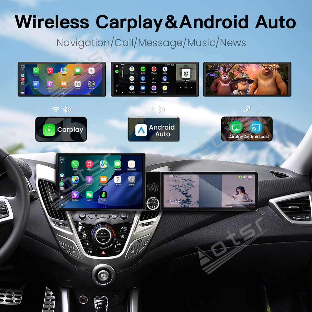 Aotsr Dual Screen 13.1 inch+12.3 inch Android 15 Carplay Car Radio for Hyundai Veloster 2011-2017 Car GPS Navigation Multimedia