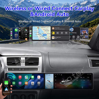 Aotsr Dual 12.3 inch Car Radio for Volkswagen Fox 2014-2018 with 7870 Octa Core Chip Ultra HD 2400*900 Touch Screen Wireless CarPlay Bluetooth 5.0 GPS Navigation 4G Network OEM Upgrade Multimedia System