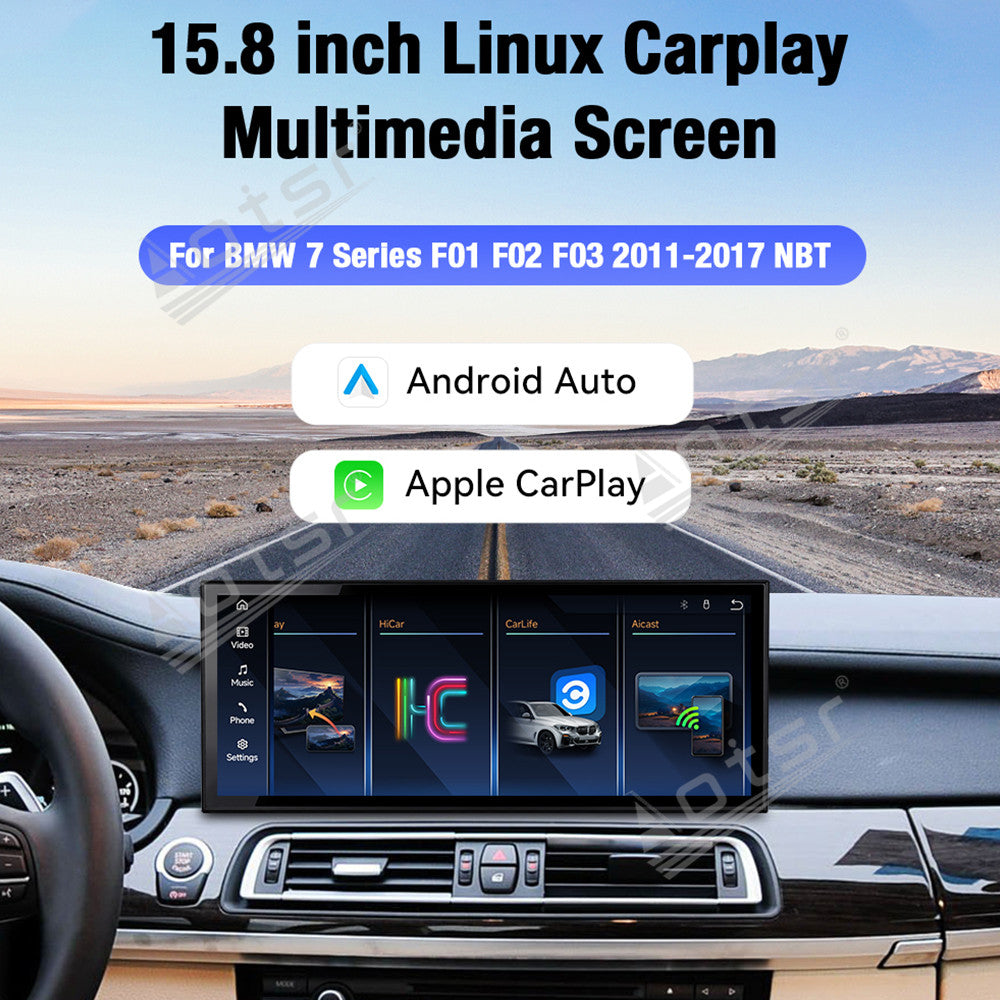 Aotsr 15.8 inch Linux Carplay Screen for BMW 7 Series F01 F02 F03 2011-2017 NBT IPS Touch Stereo Unit Multi Storage 4G DSP BT5.0 GPS