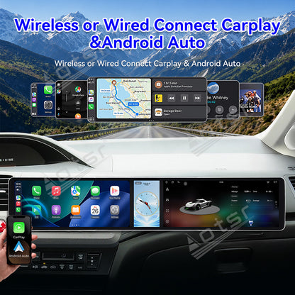 Aotsr Dual 12.3 inch Car Radio for Honda Civic 2012-2015 with 7870 Octa Core Chip Ultra HD 2400*900 Touch Screen Wireless CarPlay Bluetooth 5.0 GPS Navigation 4G Network OEM Upgrade Multimedia System