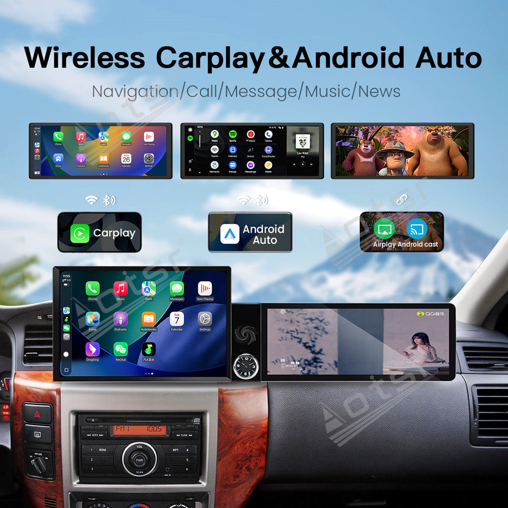 Aotsr Dual Screen 13.1 inch+12.3 inch Android 15 Carplay Car Radio for Nissan Safari Y61 2004-2012 Car GPS Navigation Multimedia