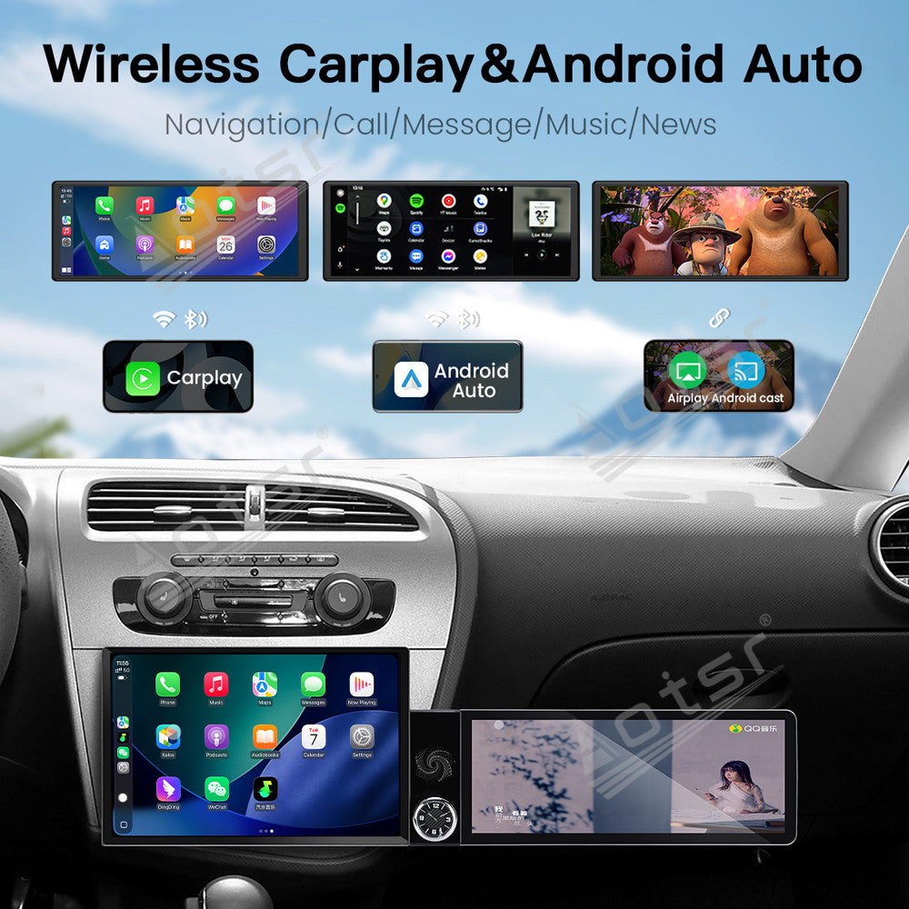 Aotsr Dual Screen 13.1 inch+12.3 inch Android 15 Carplay Car Radio for Seat Leon 2005-2012 Car GPS Navigation Multimedia