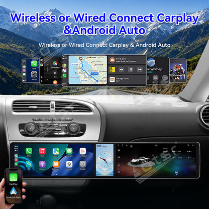 Aotsr Dual 12.3 inch Car Radio for Seat Leon 2005-2012 with 7870 Octa Core Chip Ultra HD 2400*900 Touch Screen Wireless CarPlay Bluetooth 5.0 GPS Navigation 4G Network OEM Upgrade Multimedia System