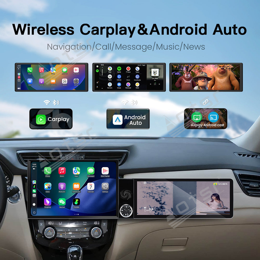 Aotsr Dual Screen 13.1 inch+12.3 inch Android 15 Carplay Car Radio for Nissan X-Trail;Nissan Qashqai 2014-2020 Car GPS Navigation Multimedia