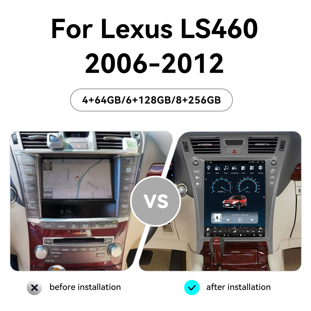 Tesla Screen For Lexus LS460 2006-2012 Android 13.0 Car  Radio  Player  GPS Navi Auto  Stereo Multimedia Video DSP Carplay 4G SIM