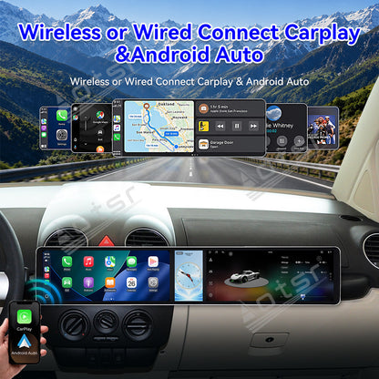 Aotsr Dual 12.3 inch Car Radio for Volkswagen Beetle 2003-2010 with 7870 Octa Core Chip Ultra HD 2400*900 Touch Screen Wireless CarPlay Bluetooth 5.0 GPS Navigation 4G Network OEM Upgrade Multimedia System