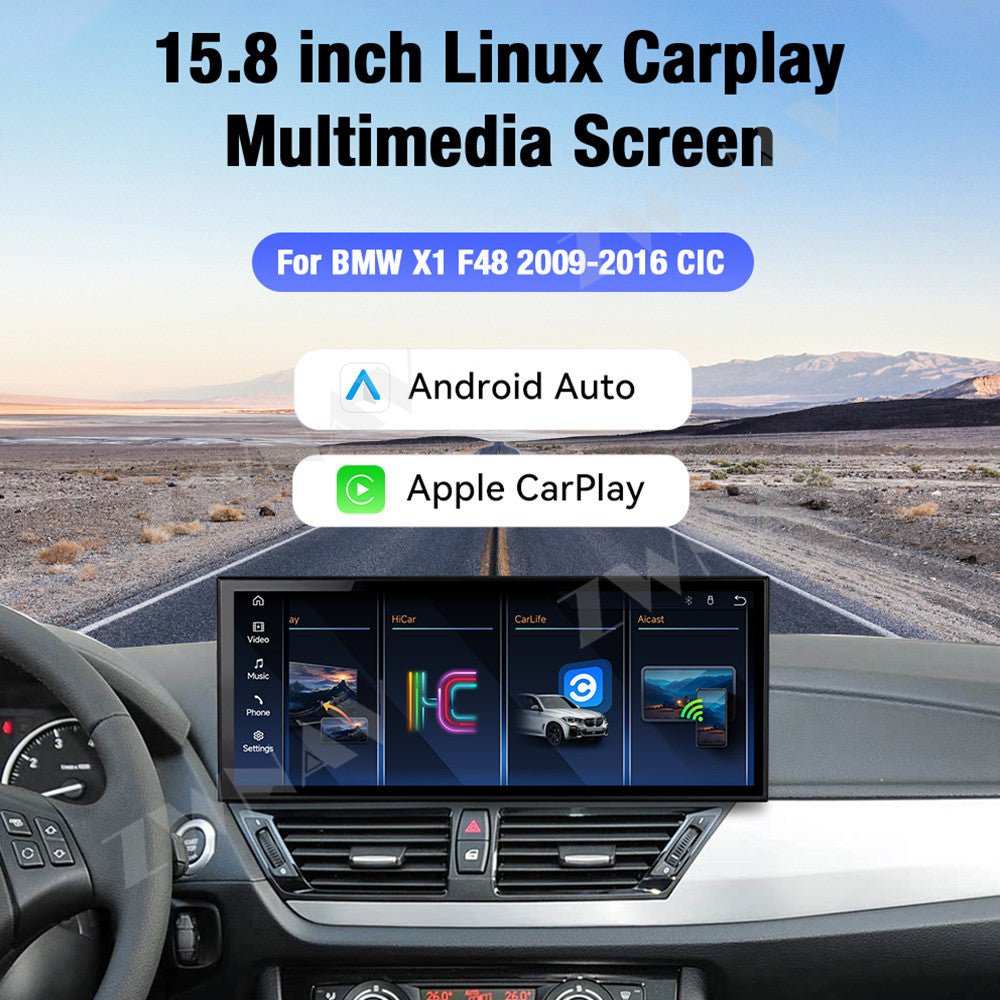 Aotsr 15.8 inch Linux Carplay Screen for BMW X1 F48 2009-2016 CIC IPS Touch Stereo Unit Multi Storage 4G DSP BT5.0 GPS