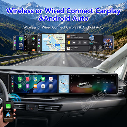 Aotsr Dual 12.3 inch Car Radio for Volkswagen Caddy 2019-2024 with 7870 Octa Core Chip Ultra HD 2400*900 Touch Screen Wireless CarPlay Bluetooth 5.0 GPS Navigation 4G Network OEM Upgrade Multimedia System