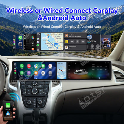 Aotsr Dual 12.3 inch Car Radio for Buick EXCELLE/ASTR 2010-2014 with 7870 Octa Core Chip Ultra HD 2400*900 Touch Screen Wireless CarPlay Bluetooth 5.0 GPS Navigation 4G Network OEM Upgrade Multimedia System