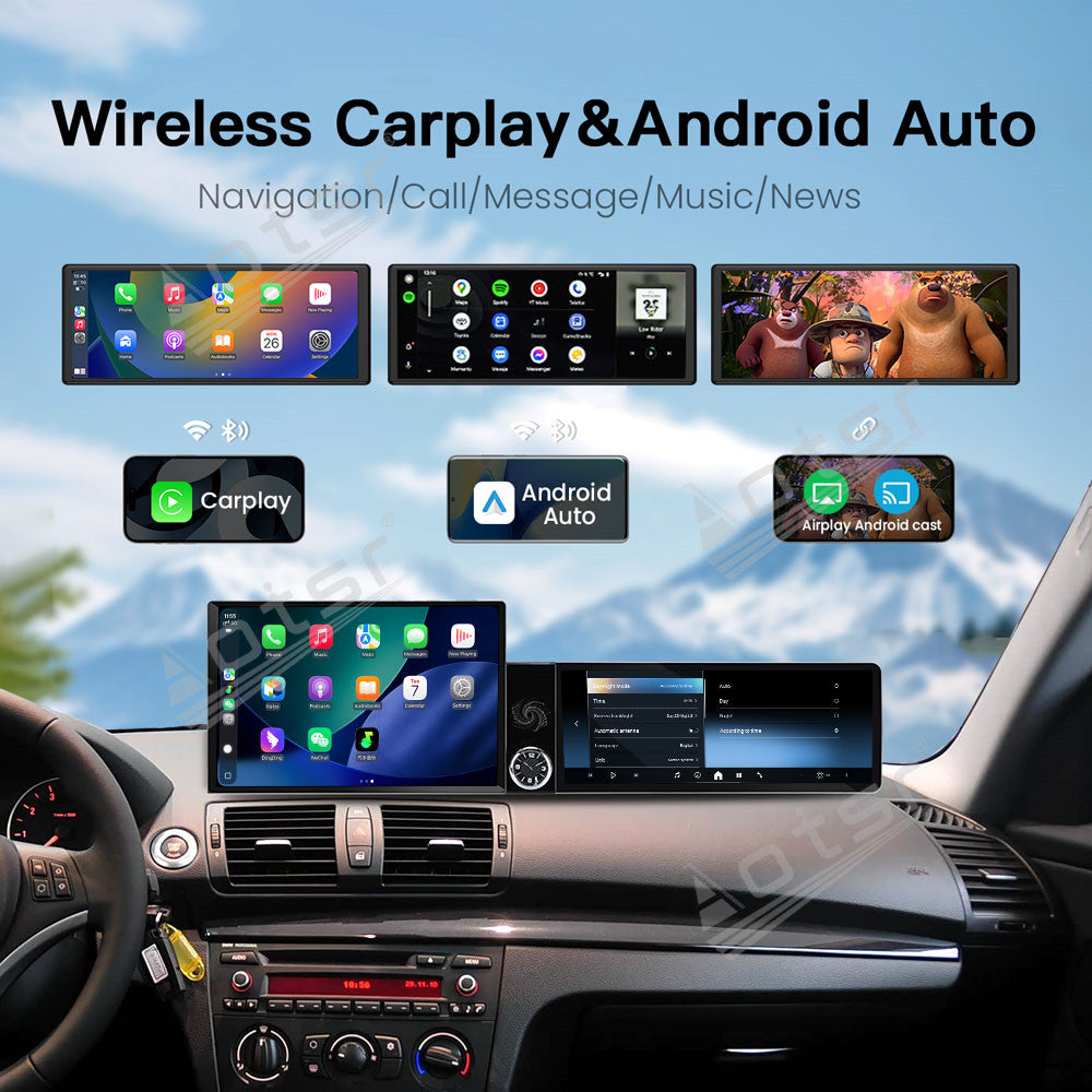 Aotsr Dual Screen 13.1 inch+12.3 inch Android 15 Carplay Car Radio for BMW 1 Series 2006-2011 Car GPS Navigation Multimedia