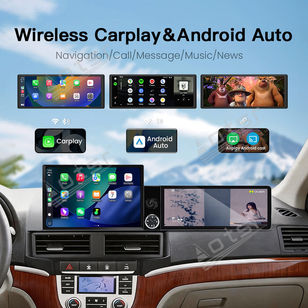 Aotsr Dual Screen 13.1 inch+12.3 inch Android 15 Carplay Car Radio for Hyundai Santa Fe 2006-2012 Car GPS Navigation Multimedia