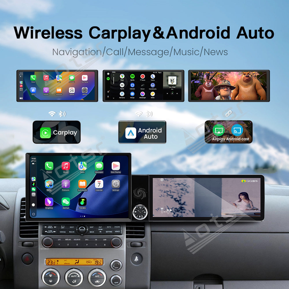 Aotsr Dual Screen 13.1 inch+12.3 inch Android 15 Carplay Car Radio for Nissan Pathfinder;Nissan Navara 2004-2014 Car GPS Navigation Multimedia