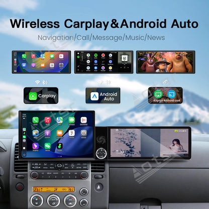 Aotsr Dual Screen 13.1 inch+12.3 inch Android 15 Carplay Car Radio for Nissan Pathfinder;Nissan Navara 2004-2014 Car GPS Navigation Multimedia