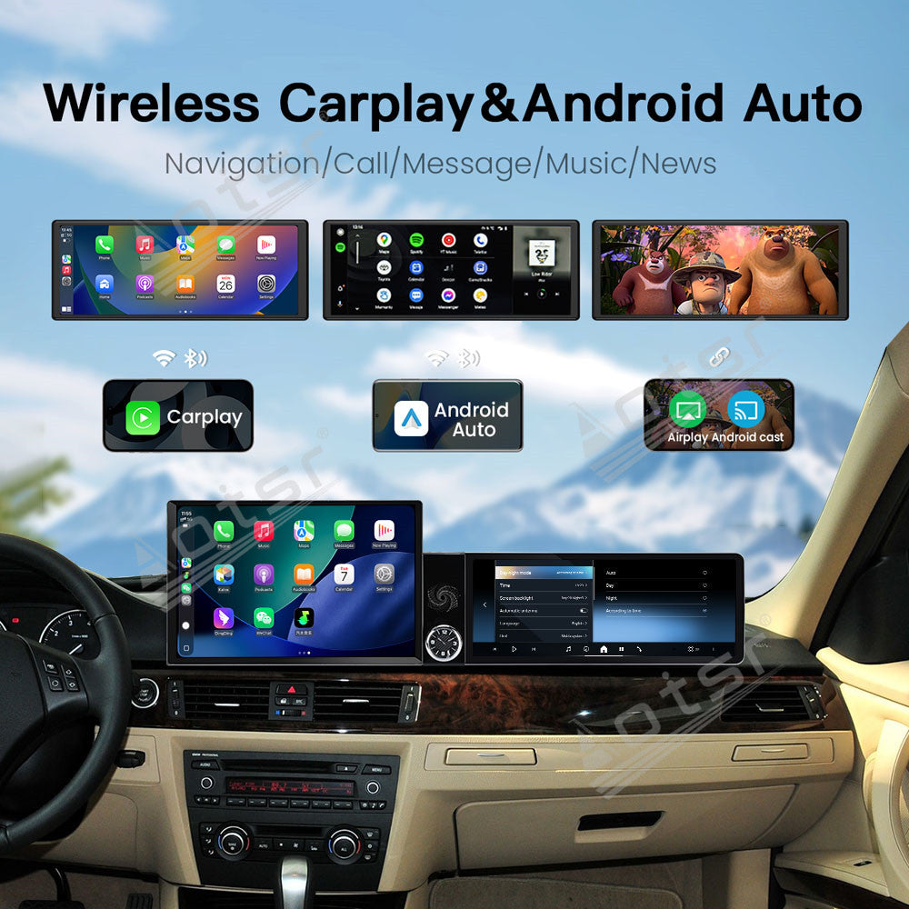 Aotsr Dual Screen 13.1 inch+12.3 inch Android 15 Carplay Car Radio for BMW 3 Series E90 E91 E92 E93 2005-2012 Car GPS Navigation Multimedia