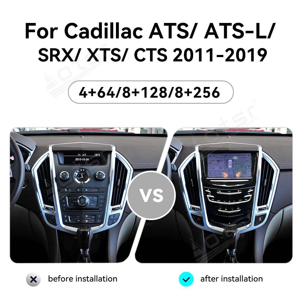 Tesla Screen For Cadillac ATS/ ATS-L/ SRX/ XTS/ CTS 2011-2019 Android 13.0 Car Radio Player GPS Navi Auto Stereo Multimedia Video DSP Carplay 4G SIM