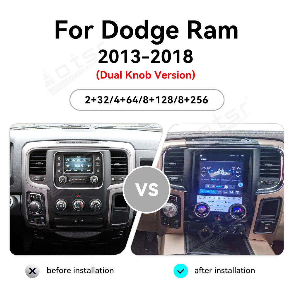 Tesla Screen For Dodge Ram 2013-2018 Dual Knob Version Android 13.0 Car Radio Player GPS Navi Auto Stereo Multimedia Video DSP Carplay 4G SIM