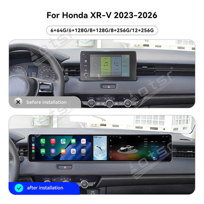 Aotsr Dual 12.3 inch Car Radio for Honda XR-V 2023-2026 with 7870 Octa Core Chip, Ultra HD 2400*900 Touch Screen, Wireless CarPlay, Bluetooth 5.0, GPS Navigation, 4G Network, OEM Upgrade Multimedia System