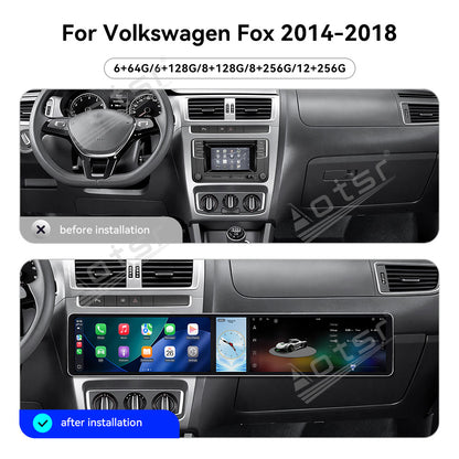 Aotsr Dual 12.3 inch Car Radio for Volkswagen Fox 2014-2018 with 7870 Octa Core Chip Ultra HD 2400*900 Touch Screen Wireless CarPlay Bluetooth 5.0 GPS Navigation 4G Network OEM Upgrade Multimedia System