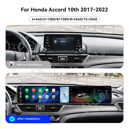 Aotsr Dual 12.3 inch Car Radio for Honda Accord 10th 2017-2022 with 7870 Octa Core Chip Ultra HD 2400*900 Touch Screen Wireless CarPlay Bluetooth 5.0 GPS Navigation 4G Network OEM Upgrade Multimedia System