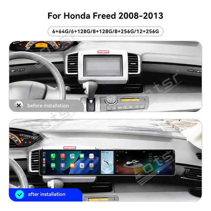 Aotsr Dual 12.3 inch Car Radio for Honda Freed 2008-2013 with 7870 Octa Core Chip, Ultra HD 2400*900 Touch Screen, Wireless CarPlay, Bluetooth 5.0, GPS Navigation, 4G Network, OEM Upgrade Multimedia System