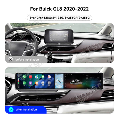 Aotsr Dual 12.3 inch Car Radio for Buick GL8 2020-2022 with 7870 Octa Core Chip Ultra HD 2400*900 Touch Screen Wireless CarPlay Bluetooth 5.0 GPS Navigation 4G Network OEM Upgrade Multimedia System