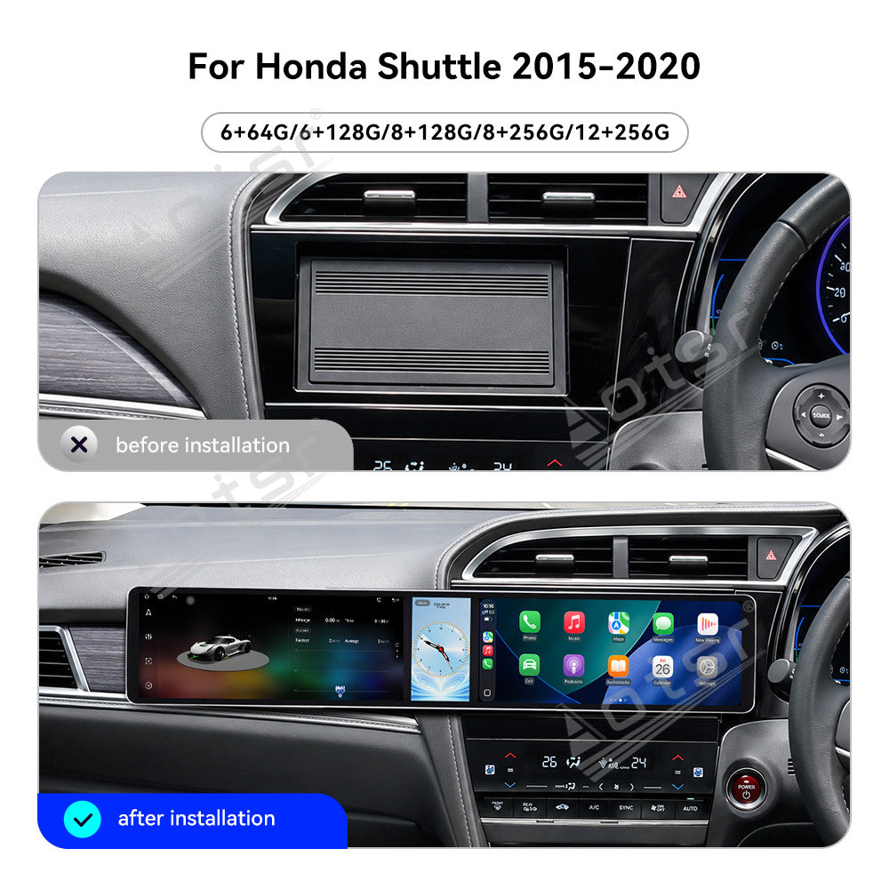 Aotsr Dual 12.3 inch Car Radio for Honda Shuttle 2015-2020 with 7870 Octa Core Chip, Ultra HD 2400*900 Touch Screen, Wireless CarPlay, Bluetooth 5.0, GPS Navigation, 4G Network, OEM Upgrade Multimedia System