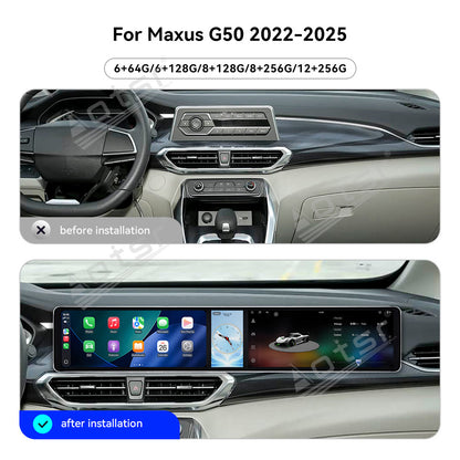 Aotsr Dual 12.3 inch Car Radio for Maxus G50 2022-2025 with 7870 Octa Core Chip, Ultra HD 2400*900 Touch Screen, Wireless CarPlay, Bluetooth 5.0, GPS Navigation, 4G Network, OEM Upgrade Multimedia System