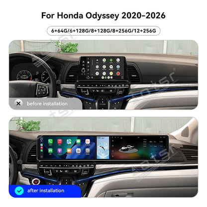 Aotsr Dual 12.3 inch Car Radio for Honda Odyssey 2020-2026 with 7870 Octa Core Chip, Ultra HD 2400*900 Touch Screen, Wireless CarPlay, Bluetooth 5.0, GPS Navigation, 4G Network, OEM Upgrade Multimedia System