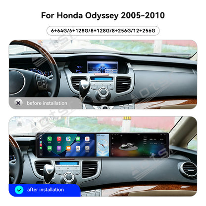 Aotsr Dual 12.3 inch Car Radio for Honda Odyssey 2005-2010 with 7870 Octa Core Chip, Ultra HD 2400*900 Touch Screen, Wireless CarPlay, Bluetooth 5.0, GPS Navigation, 4G Network, OEM Upgrade Multimedia System