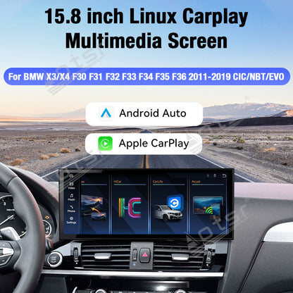 Aotsr 15.8 inch Linux Carplay Screen for BMW X3/X4 2011-2019 CIC IPS Touch Stereo Unit Multi Storage 4G DSP BT5.0 GPS