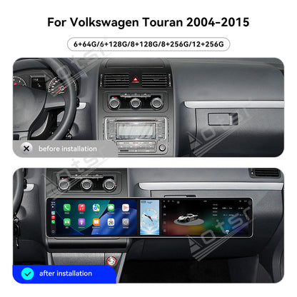 Aotsr Dual 12.3 inch Car Radio for Volkswagen Touran 2004-2015 with 7870 Octa Core Chip Ultra HD 2400*900 Touch Screen Wireless CarPlay Bluetooth 5.0 GPS Navigation 4G Network OEM Upgrade Multimedia System