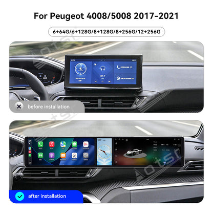 Aotsr Dual 12.3 inch Car Radio for Peugeot 4008/5008 2017-2021 with 7870 Octa Core Chip Ultra HD 2400*900 Touch Screen Wireless CarPlay Bluetooth 5.0 GPS Navigation 4G Network OEM Upgrade Multimedia System