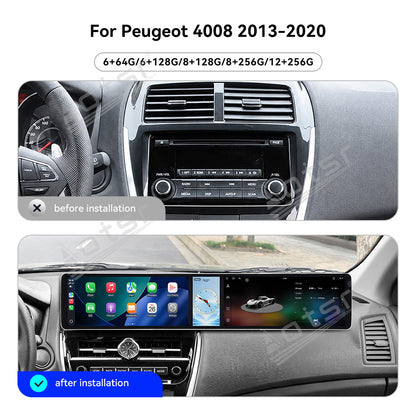 Aotsr Dual 12.3 inch Car Radio for Peugeot 4008 2013-2020 with 7870 Octa Core Chip Ultra HD 2400*900 Touch Screen Wireless CarPlay Bluetooth 5.0 GPS Navigation 4G Network OEM Upgrade Multimedia System