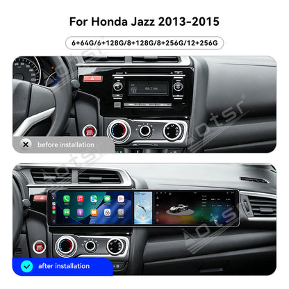 Aotsr Dual 12.3 inch Car Radio for Honda Jazz 2013-2015 with 7870 Octa Core Chip, Ultra HD 2400*900 Touch Screen, Wireless CarPlay, Bluetooth 5.0, GPS Navigation, 4G Network, OEM Upgrade Multimedia System