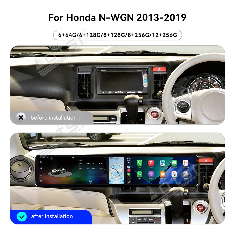 Aotsr Dual 12.3 inch Car Radio for Honda N-WGN 2013-2019 with 7870 Octa Core Chip, Ultra HD 2400*900 Touch Screen, Wireless CarPlay, Bluetooth 5.0, GPS Navigation, 4G Network, OEM Upgrade Multimedia System