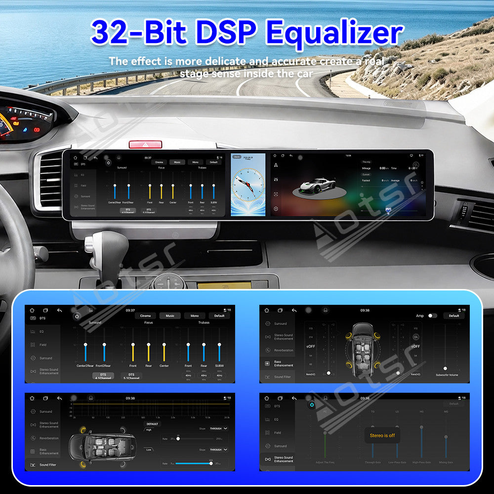 Aotsr Dual 12.3 inch Car Radio for Honda Freed 2008-2013 with 7870 Octa Core Chip, Ultra HD 2400*900 Touch Screen, Wireless CarPlay, Bluetooth 5.0, GPS Navigation, 4G Network, OEM Upgrade Multimedia System