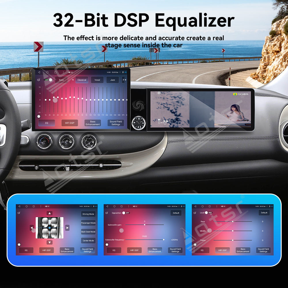 Aotsr Dual Screen 13.1 inch+12.3 inch Android 15 Carplay Car Radio for Wuling Bingo 2023-2026 Car GPS Navigation Multimedia