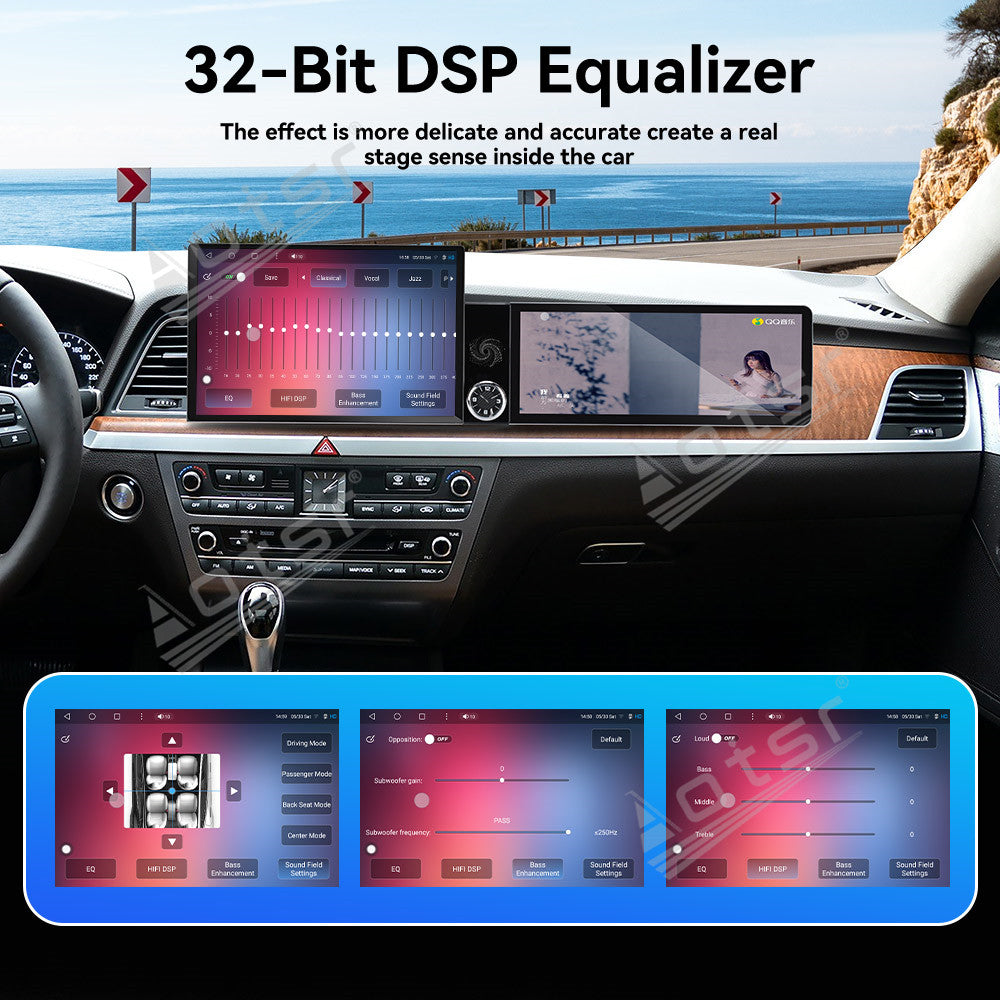 Aotsr Dual Screen 13.1 inch+12.3 inch Android 15 Carplay Car Radio for Hyundai Genesis 2013-2016 Car GPS Navigation Multimedia