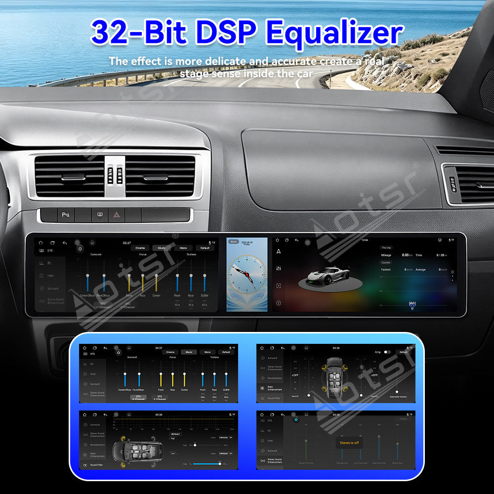 Aotsr Dual 12.3 inch Car Radio for Volkswagen Fox 2014-2018 with 7870 Octa Core Chip Ultra HD 2400*900 Touch Screen Wireless CarPlay Bluetooth 5.0 GPS Navigation 4G Network OEM Upgrade Multimedia System