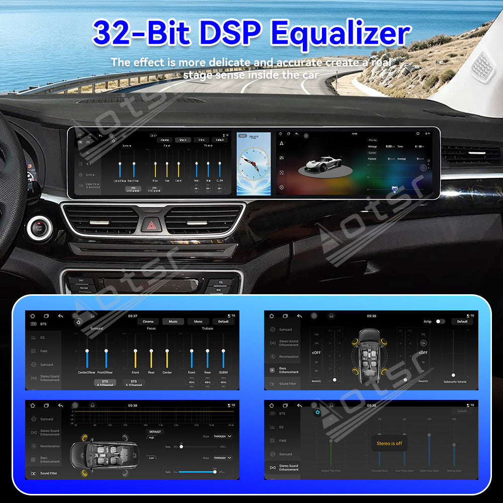 Aotsr Dual 12.3 inch Car Radio For Geely Borui 2015-2016 with 7870 Octa Core Chip Ultra HD 2400*900 Touch Screen Wireless CarPlay Bluetooth 5.0 GPS Navigation