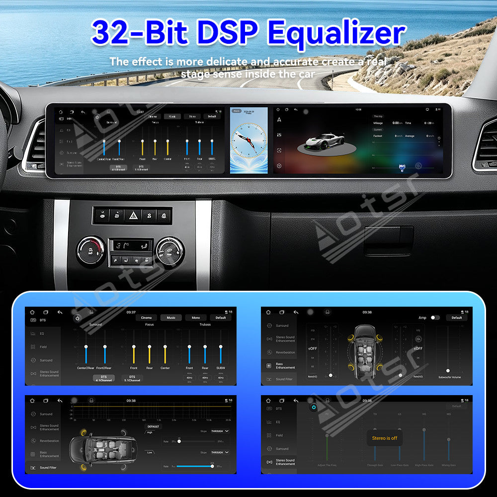 Aotsr Dual 12.3 inch Car Radio for UAZ Patriot 2016-2025 with 7870 Octa Core Chip, Ultra HD 2400*900 Touch Screen, Wireless CarPlay, Bluetooth 5.0, GPS Navigation, 4G Network, OEM Upgrade Multimedia System
