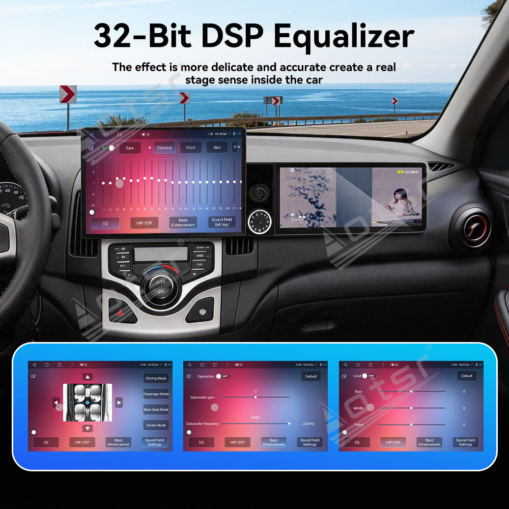 Aotsr Dual Screen 13.1 inch+12.3 inch Android 15 Carplay Car Radio for Hyundai I30 2006-2012 Car GPS Navigation Multimedia