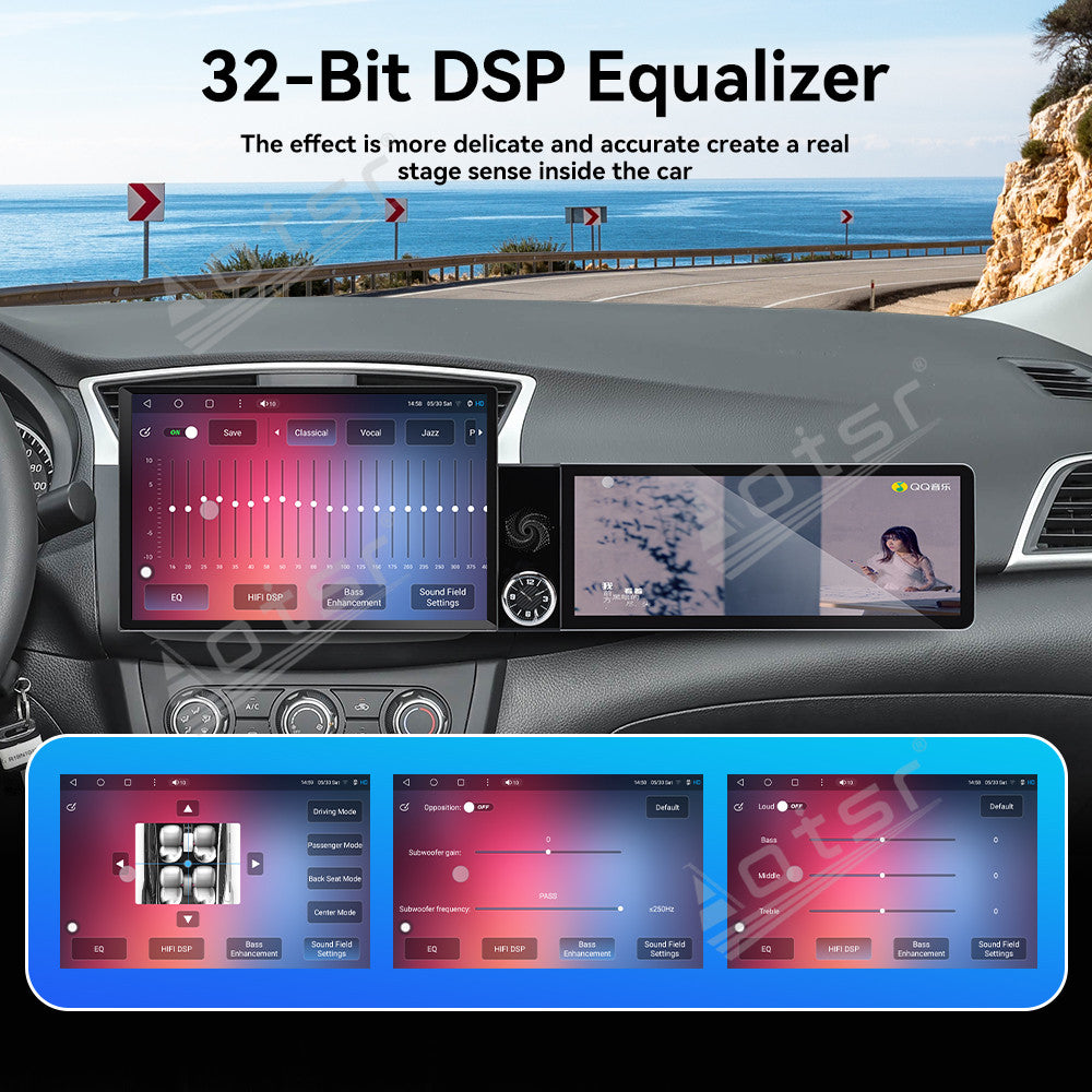 Aotsr Dual Screen 13.1 inch+12.3 inch Android 15 Carplay Car Radio for Nissan Sylphy 2020-2025 Car GPS Navigation Multimedia