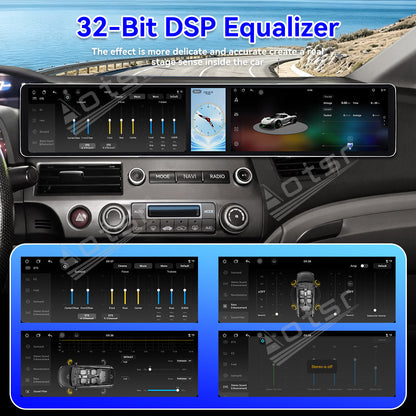 Aotsr Dual 12.3 inch Car Radio for Honda Civic 2006-2011 with 7870 Octa Core Chip Ultra HD 2400*900 Touch Screen Wireless CarPlay Bluetooth 5.0 GPS Navigation 4G Network OEM Upgrade Multimedia System