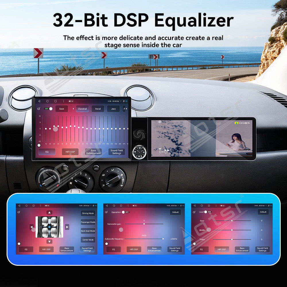 Aotsr Dual Screen 13.1 inch+12.3 inch Android 15 Carplay Car Radio for Mazda 2 2007-2014 Car GPS Navigation Multimedia
