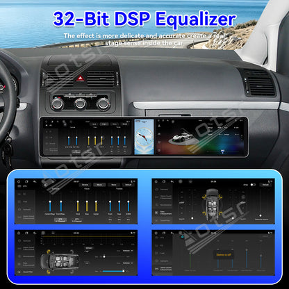 Aotsr Dual 12.3 inch Car Radio for Volkswagen Touran 2004-2015 with 7870 Octa Core Chip Ultra HD 2400*900 Touch Screen Wireless CarPlay Bluetooth 5.0 GPS Navigation 4G Network OEM Upgrade Multimedia System