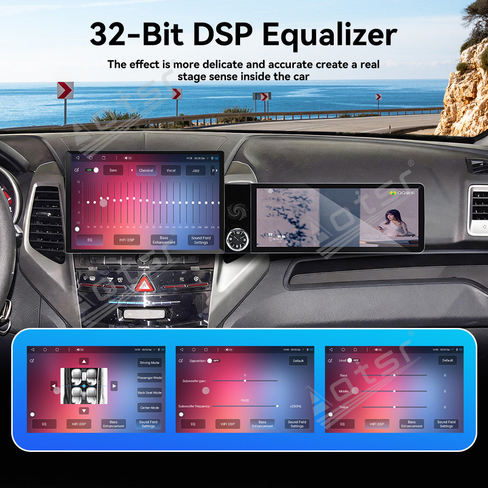 Aotsr Dual Screen 13.1 inch+12.3 inch Android 15 Carplay Car Radio for SsangYong Tivoli Matte Black 2015-2019 Car GPS Navigation Multimedia