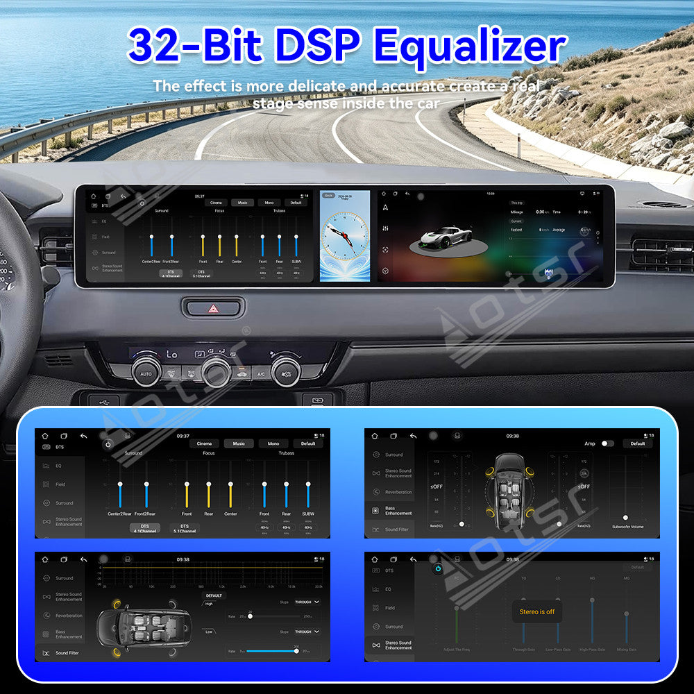 Aotsr Dual 12.3 inch Car Radio for Honda XR-V 2023-2026 with 7870 Octa Core Chip, Ultra HD 2400*900 Touch Screen, Wireless CarPlay, Bluetooth 5.0, GPS Navigation, 4G Network, OEM Upgrade Multimedia System